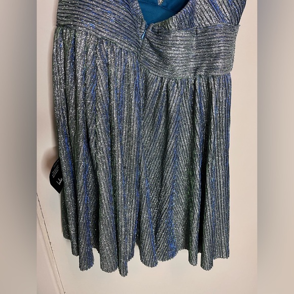 Lulu's Stop the Show Blue Glitter Skater Dress - Picture 8 of 10